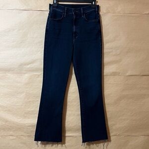 Mother The Hustler Ankle Fray Jeans Night in Paris High Rise Flare Denim Size 28